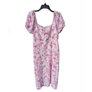 Sweet Wanderer Blush Floral Midi Milkmaid Cottagecore Coquette Girl Dress XL